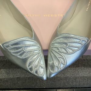 Sophia Webster Silver Butterfly Flats
